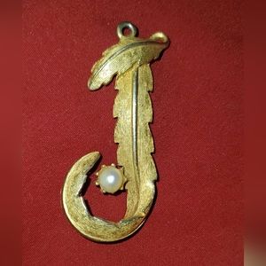 Goldtone Vintage BSK Monogram Pendant